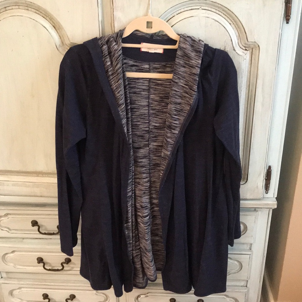 Max Studios navy hooded cardigan size M